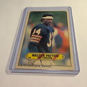 Walter Payton 1983 Topps Football Sticker # 24 Chicago Bears Vintage Collectible